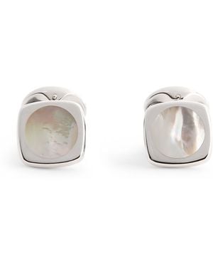 Deakin & Francis Sterling And Mother-Of-Pearl Cushion Cufflinks - White