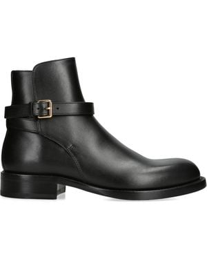 The Row Nobilis Leather Ankle Boots - Black