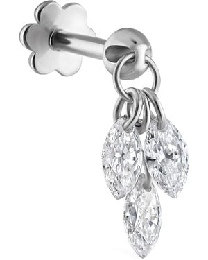 Maria Tash Floating Diamond Plume Threaded Charm Earring - Metallic