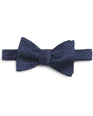 Eton Silk Geometric Pre-Tied Bow Tie - Blue