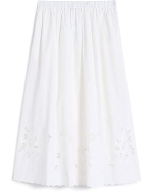 Weekend by Maxmara Cotton Cut-Out Midi Skirt - White