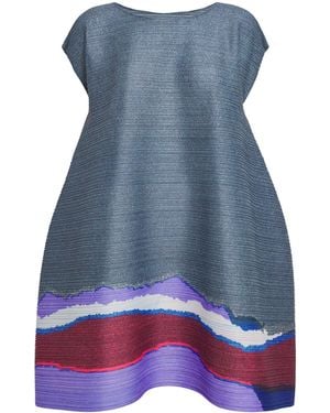 Pleats Please Issey Miyake Grainy Colors Top - Blue
