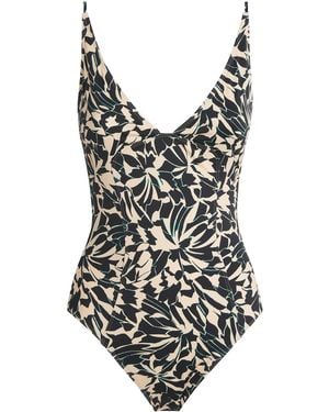 Ulla Johnson Printed V-Neck Alba Swimsuit - Black