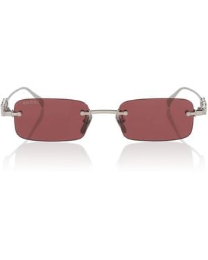 Gucci Metal Rectangular Sunglasses - Pink