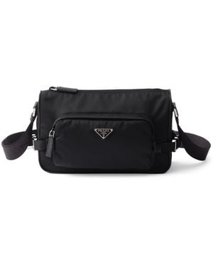 Prada Medium Re-Nylon And Leather Messenger Bag - Black