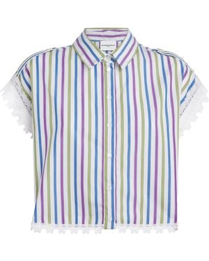 Claudie Pierlot Lace-Trim Stripe Shirt - Blue