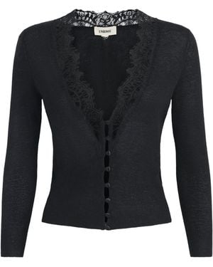 L'Agence Lace-Trim Eluna Cardigan - Black