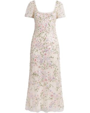 Needle & Thread Dream Garland Sequin Gown - White
