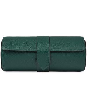 Smythson Panama Leather Watch Roll - Green