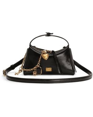 Dolce & Gabbana Calfskin Vittoria Charm Shoulder Bag - Black