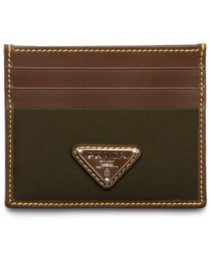 Prada Re-Nylon And Leather Card Holder - Green