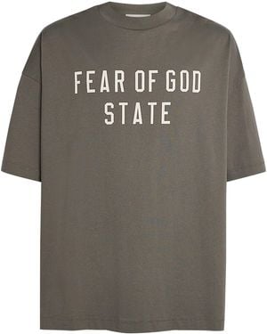 Fear Of God Cotton Logo Oversized T-Shirt - Grey