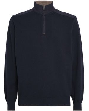 Paul & Shark Virgin Wool Riviera Quarter-Zip Jumper - Blue