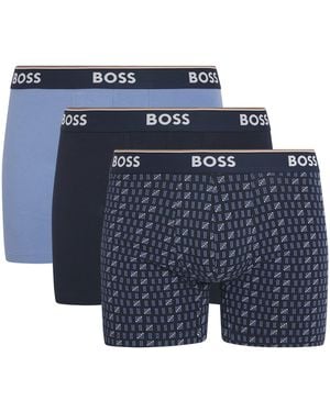 BOSS Stretch-Cotton Power Boxer Briefs - Blue
