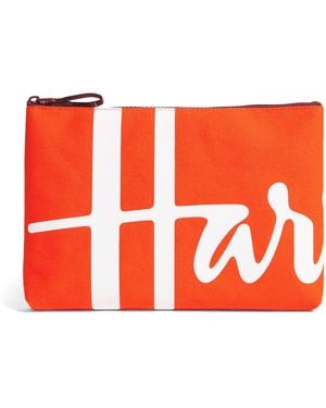 Harrods Medium Cotton Logo Pouch - Red