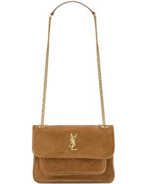 Saint Laurent Mini Suede Niki Shoulder Bag - White