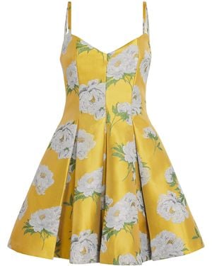 Alice + Olivia Pleated Isabelle Mini Dress - Yellow