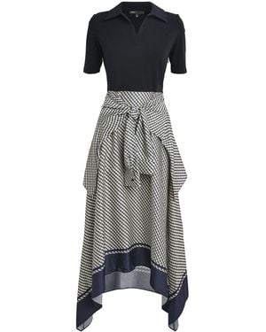 Maje Printed-Detail Midi Dress - Black