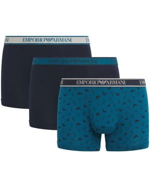 Emporio Armani Stretch-Cotton Logo Boxer Briefs - Blue