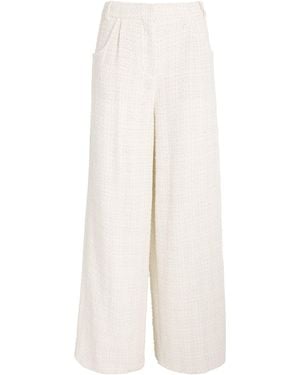 Maje Tweed Wide-Leg Trousers - White