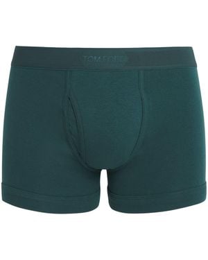 Tom Ford Stretch-Cotton Logo Boxers - Green