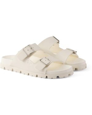 Prada Rubber Strap Slides - White