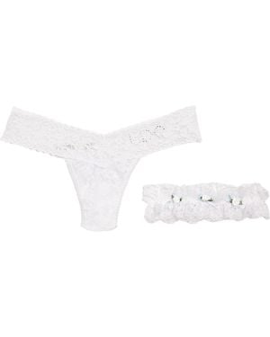 Hanky Panky I Do Original Rise Thong & Garter Set - White