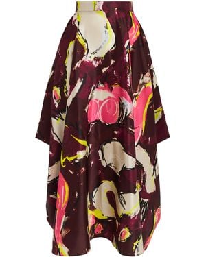 ROKSANDA Satin Printed Amari Midi Skirt - Red
