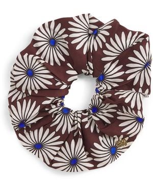 Sandro Silk Floral Print Scrunchie - Brown