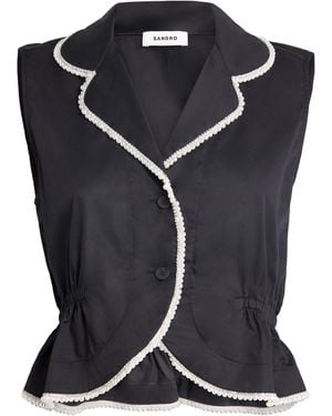 Sandro Cotton Embellished Shirt - Black