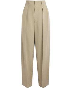 Victoria Beckham Pleated Tailored Trousers - Natural
