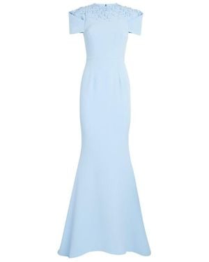 Safiyaa Embellished Square-Shoulder Gown - Blue