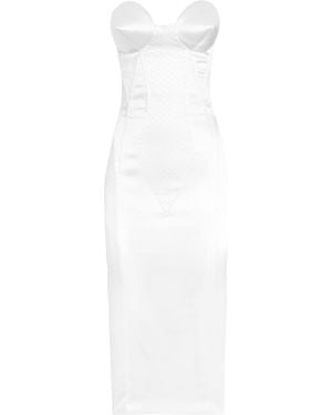 Dolce & Gabbana Satin Conical-Cup Midi Dress - White