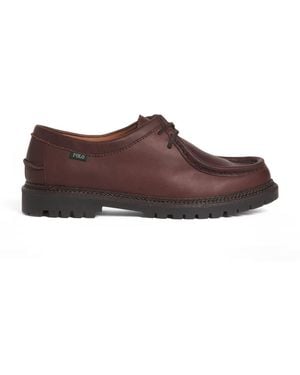 Polo Ralph Lauren Oiled Leather Moc-Toe Jett Shoes - Brown