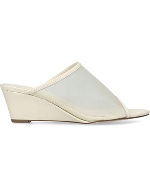 Aeyde Leather-Mesh Suzanne Wedge Sandals 55 - White