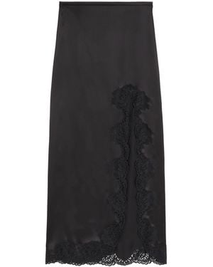 Valentino Silk Lace-Trim Midi Skirt - Black