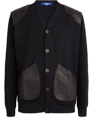 Junya Watanabe Wool Leather-Patch Cardigan - Black