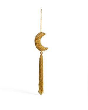 Harrods Beaded Moon Tree Decoration - Metallic