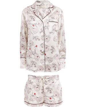 Olivia Von Halle Silk Poppies Alba Pyjama Set - White
