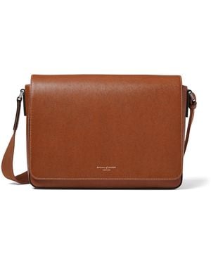 Aspinal of London Leather Reporter Messenger Bag - Brown