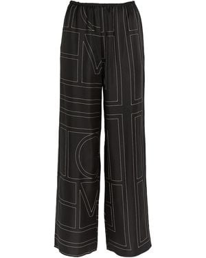 TOTEME Silk Monogram Trousers - Black