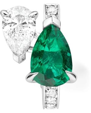 Repossi Diamond And Emerald Serti Sur Vide Single Earring - Green