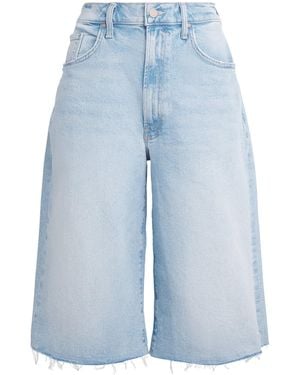 Mother The Whole Lot Zip Fray Shorts - Blue