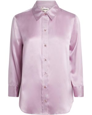 L'Agence Silk Cropped-Sleeve Dani Blouse - Purple