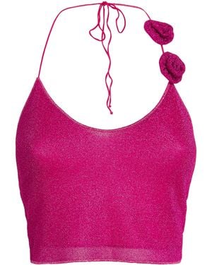 Oséree Lumière Rose-Appliqué Crop Top - Pink