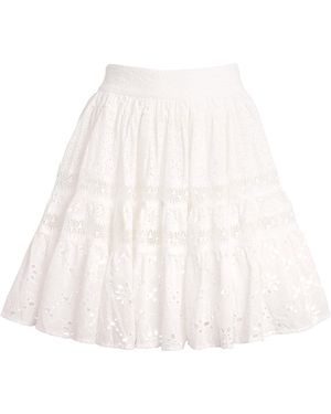 Maje Cotton Embroidered Mini Skirt - White