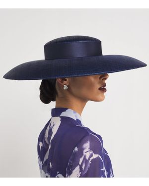 Emily London Ribbon-Detail Hat - Blue