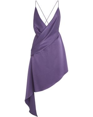 Alex Perry Satin Asymmetric Mini Dress - Purple