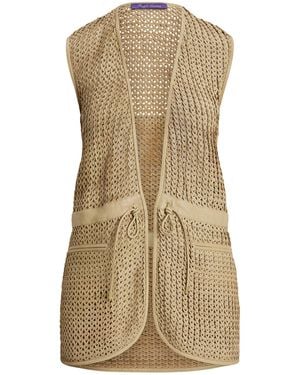 Ralph Lauren Woven-Leather Tabetha Vest - Natural