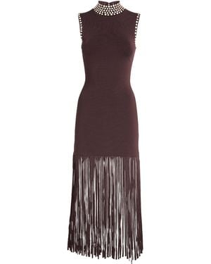 Sandro Embellished Fringe Midi Dress - Purple